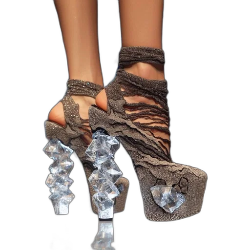 shoes, high-fashion, meshed, sequined transparent PNG cut-out