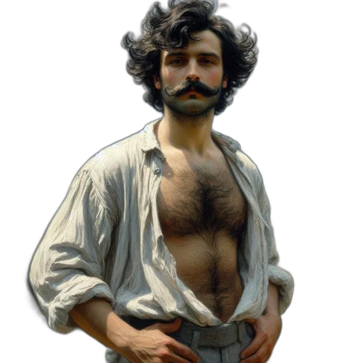 staff, face, jacket, oil painting transparent PNG cut-out