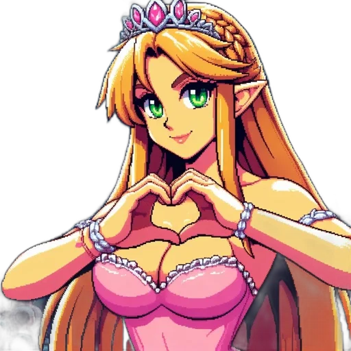 dress, crown, pixel art, anime transparent PNG cut-out