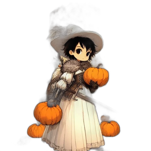 staff, hat, dress, weapon transparent PNG cut-out