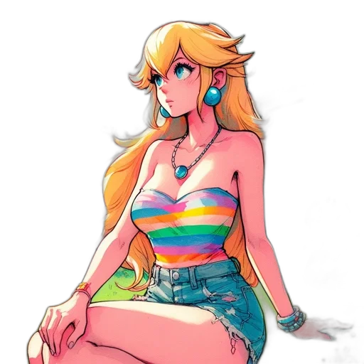 dress, crown, pixel art, watercolor transparent PNG cut-out