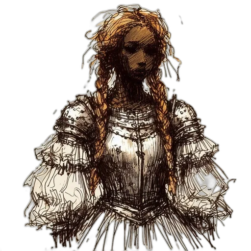 dress, hair, staff, crown transparent PNG cut-out