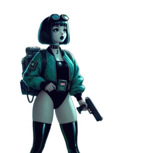 robot, weapon, jacket, staff transparent PNG cut-out