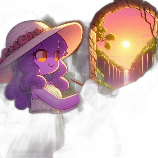 hat, umbrella, flower, staff transparent PNG cut-out