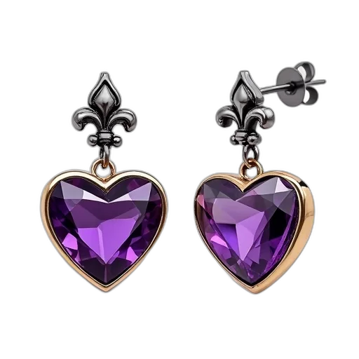jewelry, pair, earrings, heart-shaped transparent PNG cut-out