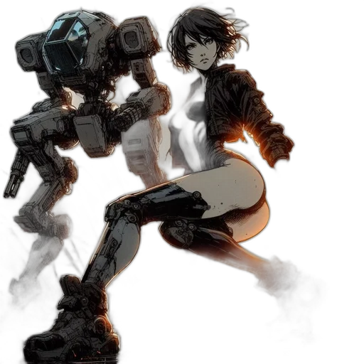 robot, weapon, concept art, cyberpunk transparent PNG cut-out