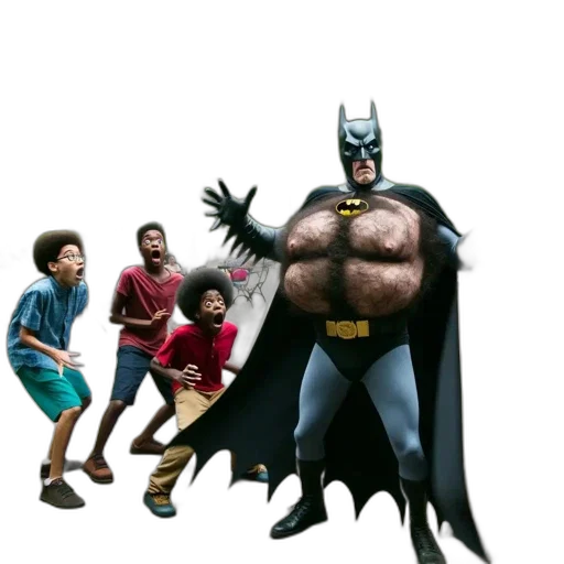 comic book art, concept art, batman, exaggeratedly transparent PNG cut-out