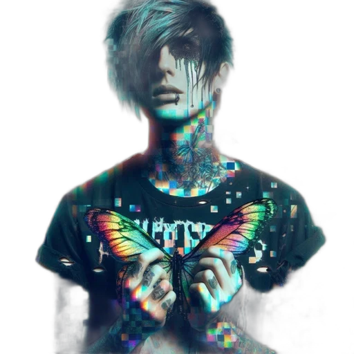 creature, face, jacket, hair transparent PNG cut-out