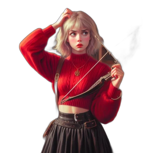 staff, hair, sword, jacket transparent PNG cut-out