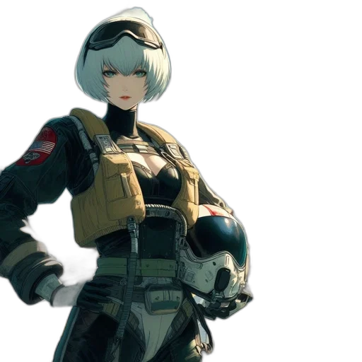 jacket, robot, weapon, staff transparent PNG cut-out