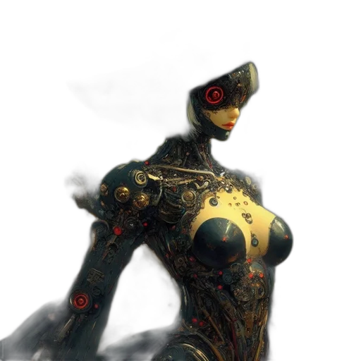 robot, dress, mask, weapon transparent PNG cut-out
