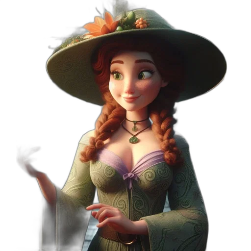 dress, hat, staff, crown transparent PNG cut-out