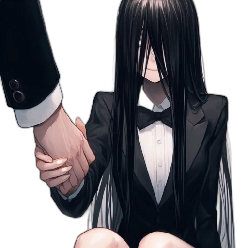 hair, staff, dress, weapon transparent PNG cut-out
