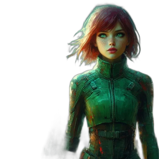 concept art, comic book art, fantasy art, cyberpunk transparent PNG cut-out