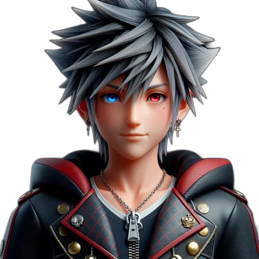 face, sword, jacket, 3d render transparent PNG cut-out