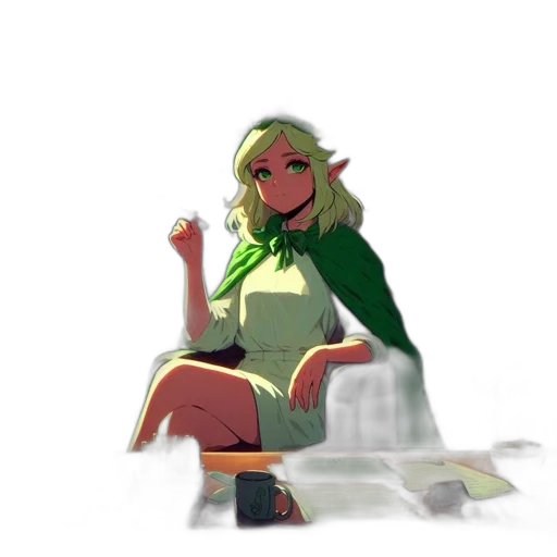 dress, bottle, staff, creature transparent PNG cut-out