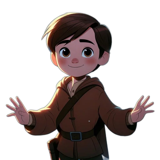 jacket, staff, face, creature transparent PNG cut-out