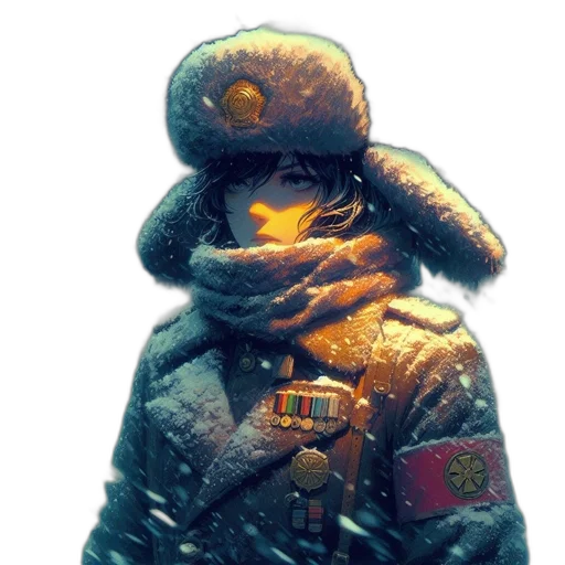 jacket, hat, robot, weapon transparent PNG cut-out