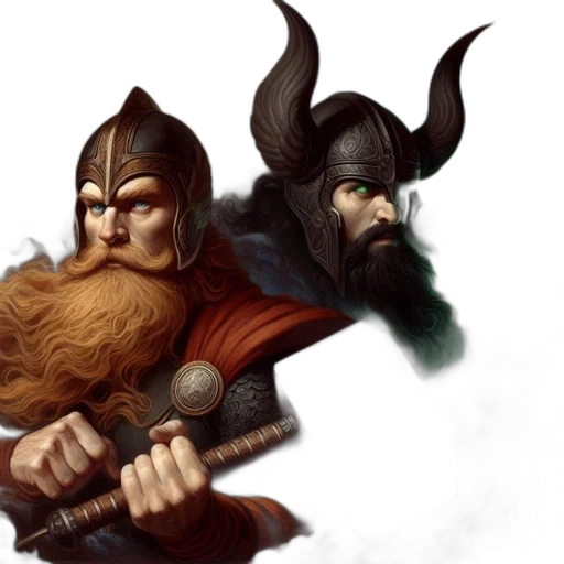 fantasy art, concept art, two, warriors transparent PNG cut-out