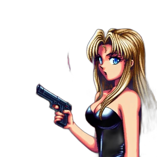 weapon, pixel art, anime, vaporwave transparent PNG cut-out