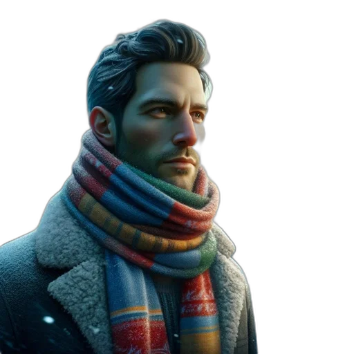 jacket, face, concept art, 3d render transparent PNG cut-out