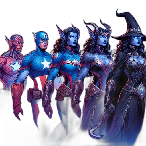 concept art, comic book art, fantasy art, blue transparent PNG cut-out