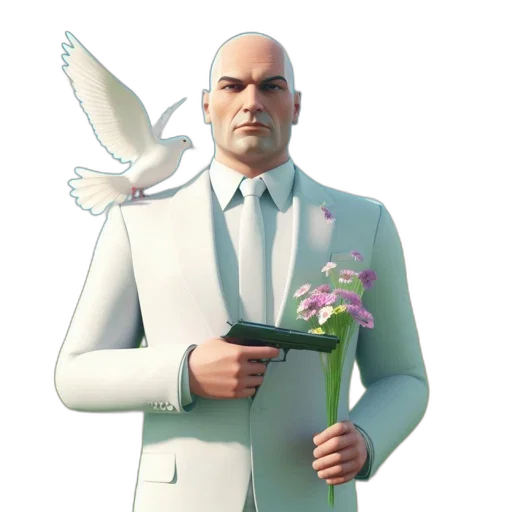 staff, face, jacket, flower transparent PNG cut-out