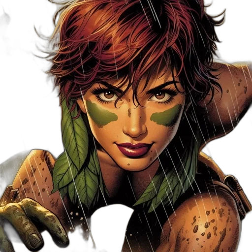 comic book art, concept art, photorealistic, green transparent PNG cut-out