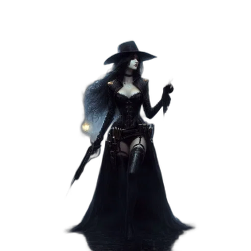 staff, hat, dress, weapon transparent PNG cut-out