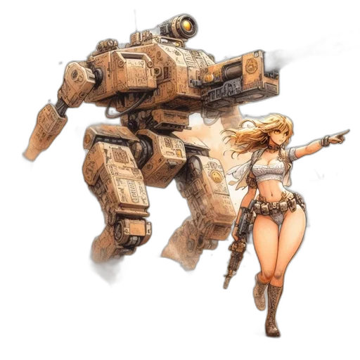 robot, weapon, dress, concept art transparent PNG cut-out