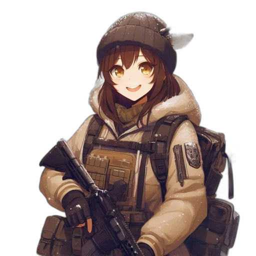 weapon, jacket, hat, robot transparent PNG cut-out