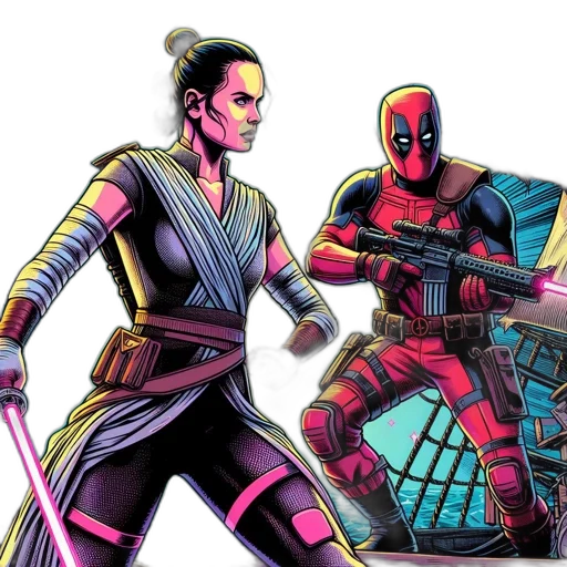 comic book art, concept art, red, two transparent PNG cut-out