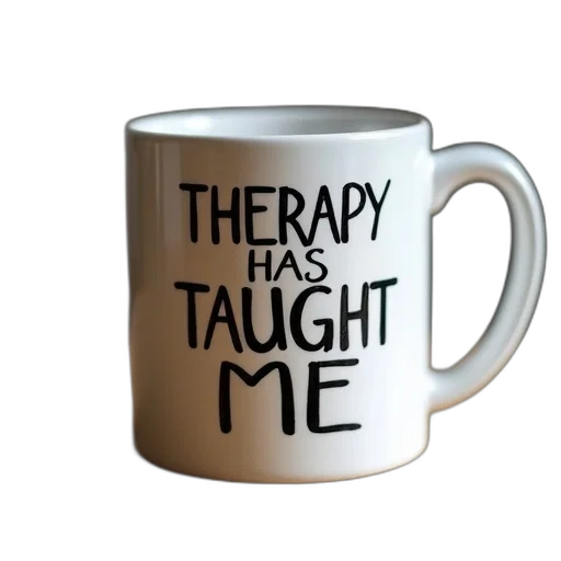 therapist, mug, text, therapy transparent PNG cut-out