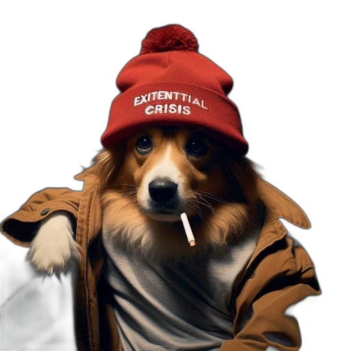 hat, jacket, animal, staff transparent PNG cut-out