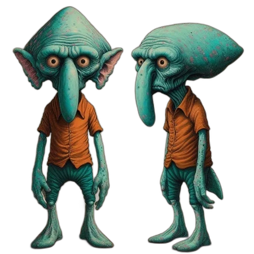 creature, hat, mask, staff transparent PNG cut-out