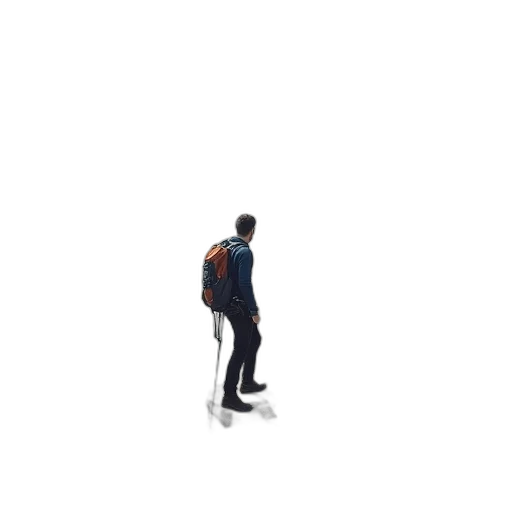 jacket, staff, robot, creature transparent PNG cut-out
