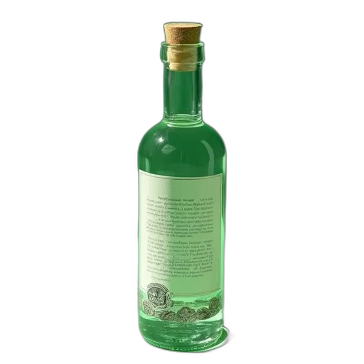 bottle, 3d render, green, clear transparent PNG cut-out