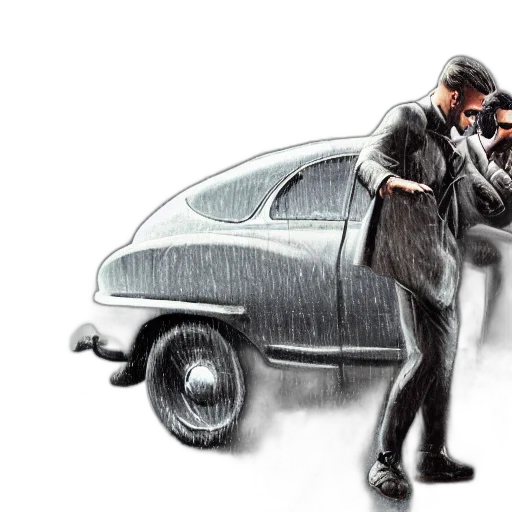 car, concept art, photorealistic, pencil sketch transparent PNG cut-out
