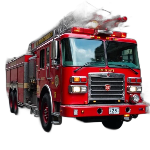 fire, red, truck, parked transparent PNG cut-out