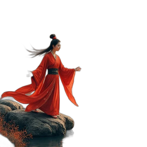 dragon, dress, staff, sword transparent PNG cut-out