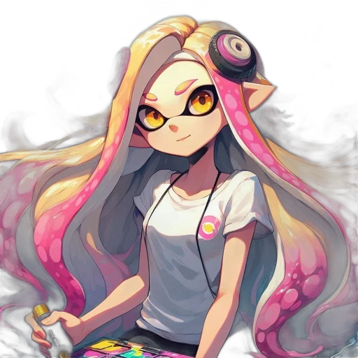 staff, dress, hair, mask transparent PNG cut-out