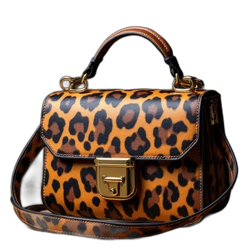 leopard, print, leather, shoulder transparent PNG cut-out