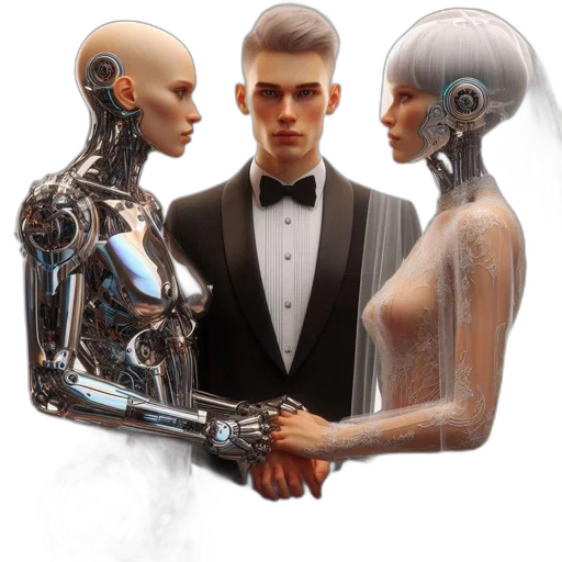 robot, concept art, cyberpunk, 3d render transparent PNG cut-out