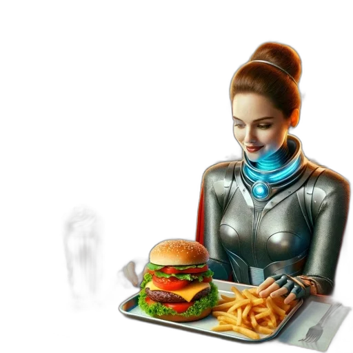 food, robot, concept art, photorealistic transparent PNG cut-out
