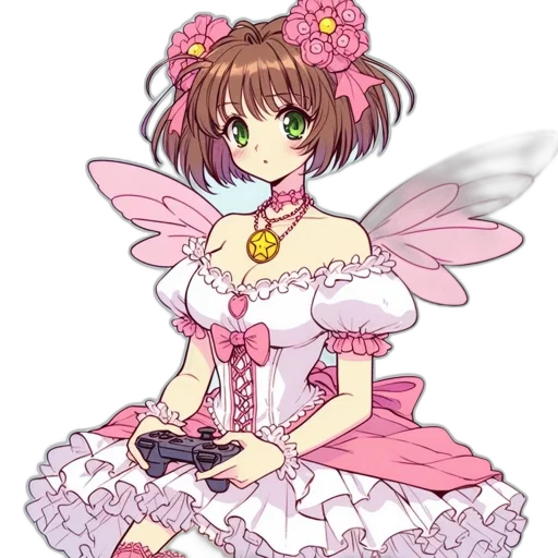 dress, staff, jewelry, flower transparent PNG cut-out