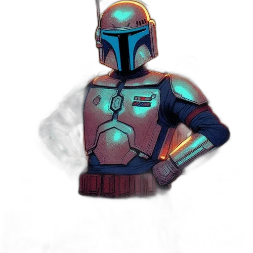 robot, mask, jacket, staff transparent PNG cut-out