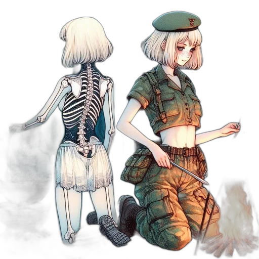 dress, robot, weapon, staff transparent PNG cut-out