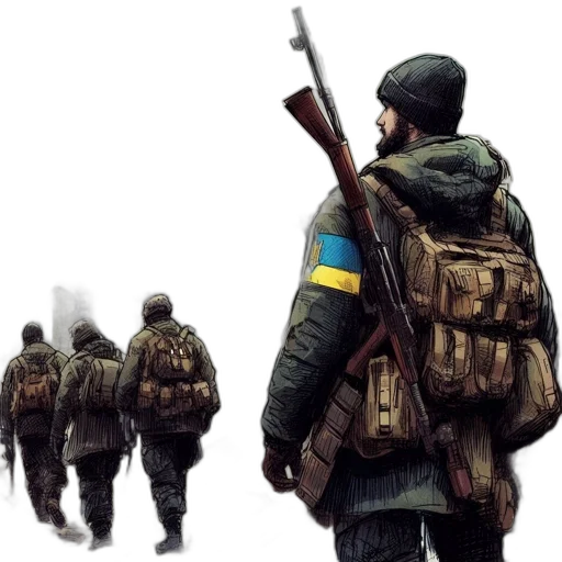 jacket, concept art, pixel art, soldiers transparent PNG cut-out