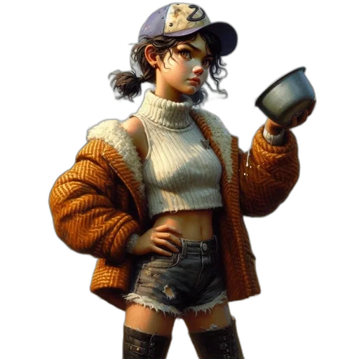 jacket, hat, staff, concept art transparent PNG cut-out