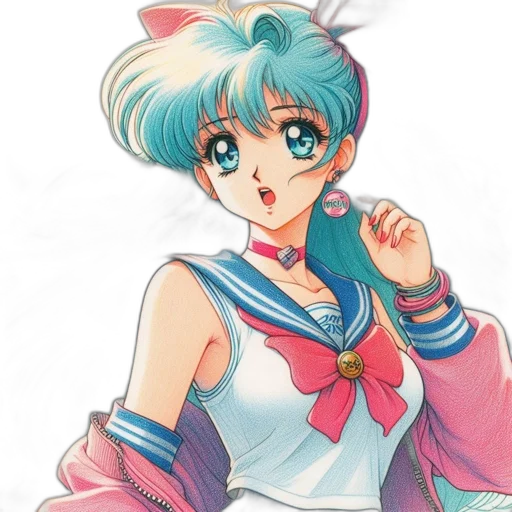 vaporwave, anime, concept art, cartoon transparent PNG cut-out